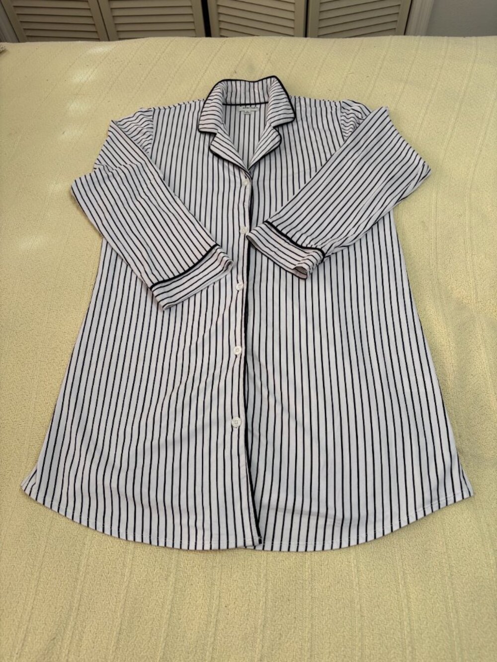 Anne Klein Black And White Striped Nightshirt XL